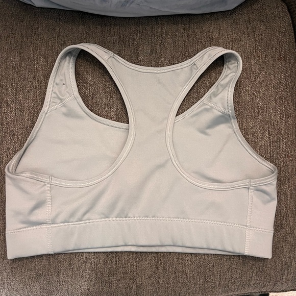 Nike Pro Dri-FIT Sports Bra - Light Gray with Yellow Swoosh - Picture 2 of 2